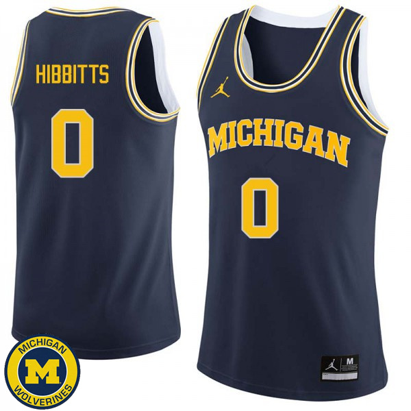 Men's Michigan Wolverines #0 Brent Hibbitts Navy Stitch Basketball Jersey